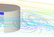 Turbulence illustrée par des lignes de flux sur le modèle RWIND